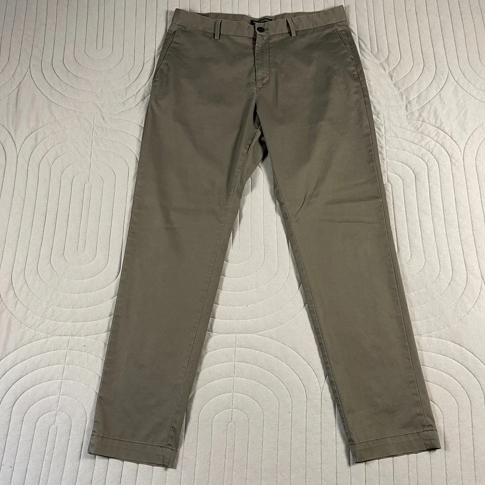 Banana Republic Mens Slim Fit Chino Pants 34x32 Olive Khaki Stretch Cotton Blend